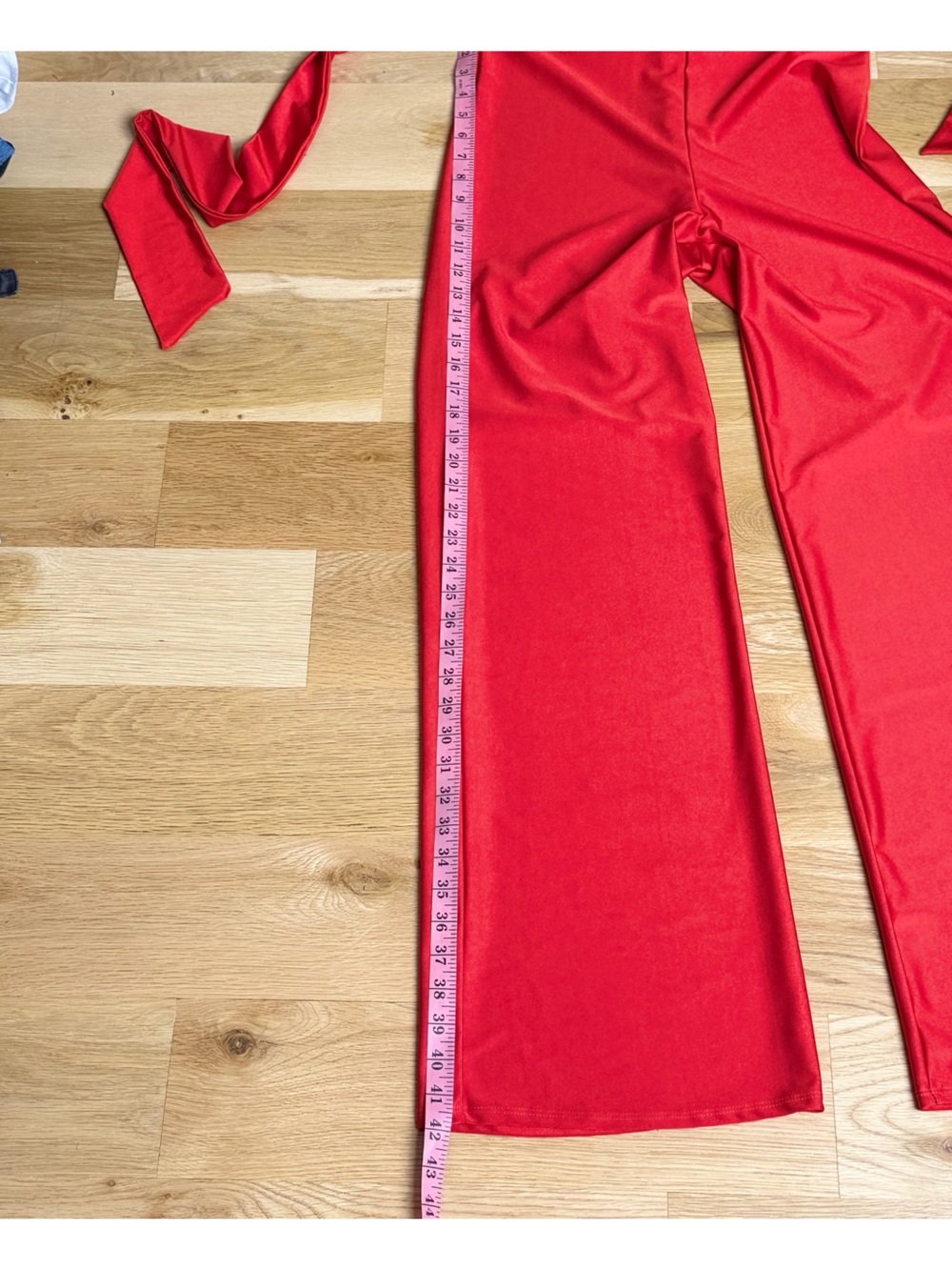 Elegant Red Wrap-Waist Wide-Leg Jumpsuit - Picture 7 of 7
